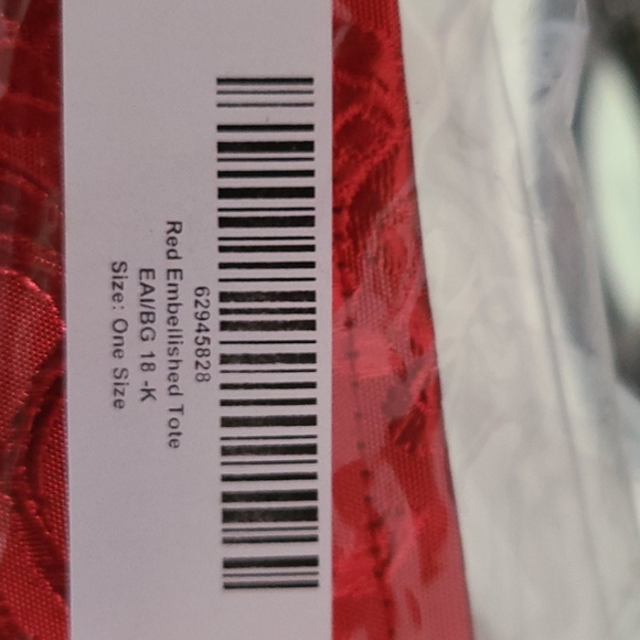 NWT red embellished tote by elegant additions - Picture 3 of 3